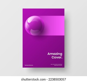 Trendy realistic balls presentation template. Vivid magazine cover A4 design vector concept.
