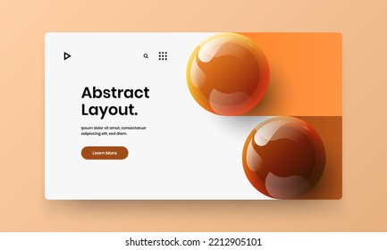 Trendy realistic balls web banner illustration. Abstract company cover vector design layout.