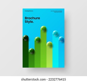 Trendy realistic spheres brochure layout. Premium company identity A4 design vector concept.