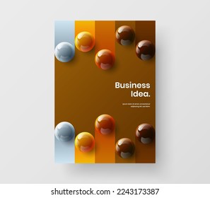 Trendy realistic spheres front page concept. Creative company cover vector design template.