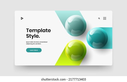 Trendy realistic spheres landing page illustration. Amazing presentation design vector concept.
