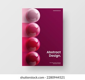 Trendy realistic spheres poster template. Isolated flyer design vector concept.