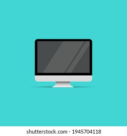 Trendy realistic thin frame monitor mock up with blank white screen isolated.