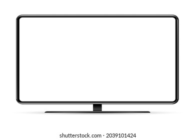 Trendy realistic thin frame monitor mock up with blank white screen isolated. PNG. Vector illustration. 