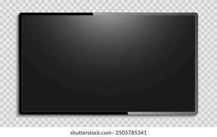 Trendy realistic thin frame monitor mock up with blank white screen isolated. PNG. Vector illustration	