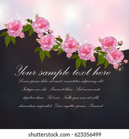 Trendy realistic vector illustration of rose bush or bouquet of roses. Spring or summer design, original floral template of invitation