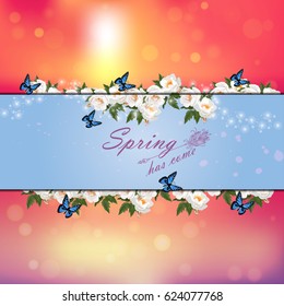 Trendy realistic vector illustration of rose bush or bouquet of roses. Spring or summer design, original floral template of invitation