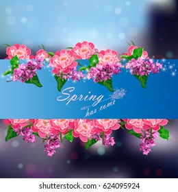 Trendy realistic vector illustration of rose bush or bouquet of roses. Spring or summer design, original floral template of invitation