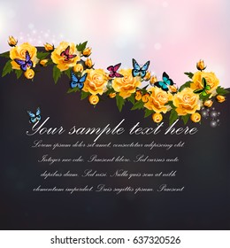 Trendy realistic vector illustration of rose bush or bouquet of roses. Spring or summer design, original floral template of invitation