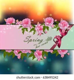 Trendy realistic vector illustration of rose bush or bouquet of roses. Spring or summer design, original floral template of invitation