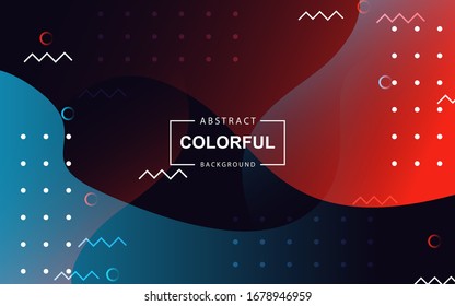 Fondo abstracto de color rojo y azul con composición de estilo fluido y memphis. La plantilla moderna de diseño de vectores puede utilizar la página de inicio de elementos, papel tapiz, presentación, portada