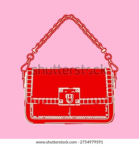 Trendy Red Handbag with Front Clasp Detail