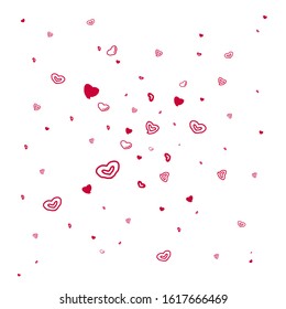Trendy red heart seamless pattern white isolated background textile design hipster fashion set valentine wrapping paper stock vector illustration