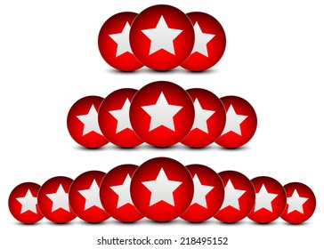Trendy red stars, star balls, star composition. Stars vector