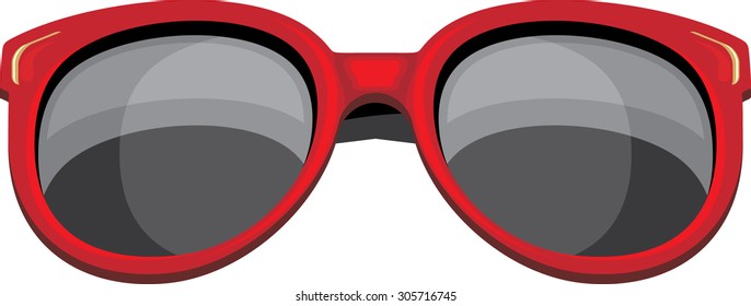 Trendy red sunglasses isolated on the white. Vector