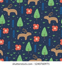 Trendy reindeer seamless pattern vector