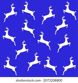 Patrón de reno de moda y de repetición. Ilustración de diseño impresión de color azul y blanco de fondo de invierno