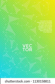 Trendy report template. Global network connection digital grid. Interlinked nodes, atom or social media, web structure concept. Information technology concept cover.