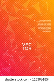 Trendy report template. Global network connection tech grid. Interlinked nodes, atom, web or big data cloud structure concept. Network nodes information technology concept.