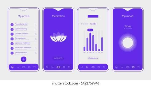 Trendy responsive Meditation, Relax and Mood Control UI mobile app template