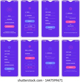 Trendy Responsive Mobile Ui Templates Login Stock Vector (Royalty Free ...