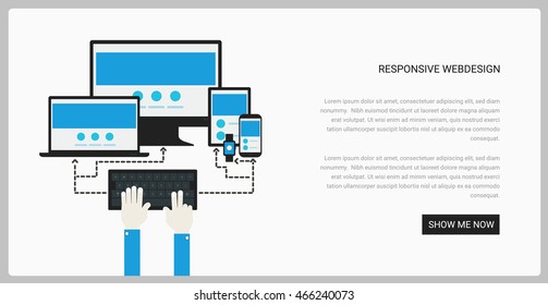 Trendy responsive webdesign technology page design template