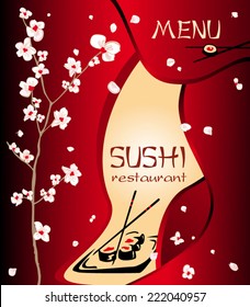 Trendy restaurant menu background to any creative contemporary design. Sushi Bar Japanese cuisine 