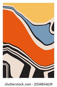 Trendy retro 1970s style abstract art poster