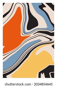 Trendy retro 1970s style abstract art poster