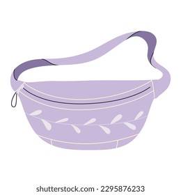 Trendy retro banana bag. Retro waist bag. Colorful banana shaped belt bag. Hand drawn trendy Vector illustration. Fancy retro fashion accessory. Vector stock illustration isolated on white background