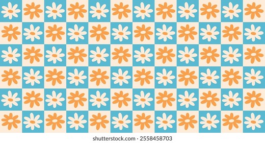 Trendy retro floral seamless pattern. Modern abstract background with flowers.