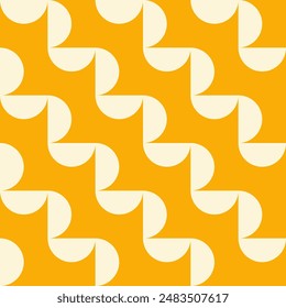 Trendy retro geometric seamless pattern with colorful semicircles. Modern minimal abstract background. Beige and yellow colors. Vector illustration