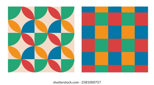 Trendy retro geometric seamless pattern vector set
