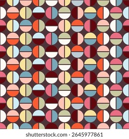 Trendy Retro geometrische nahtlose Muster mit bunten Kreisen. Moderne abstrakte Hintergrundtextur