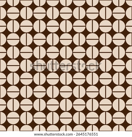 Trendy retro geometric seamless patterns with cofe bins circles. Modern abstract background texture