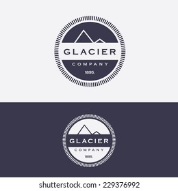 trendy retro glacier iceberg mountain insignia logo element for business