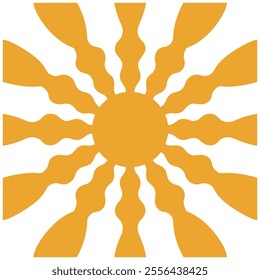 Trendy Retro Horizontal Sunburst Background – 60s and 70s Groovy Style Vector Illustration.