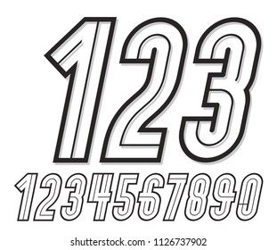 Trendy retro italic tall numbers collection, vector numeration, for use as vintage poster design elements