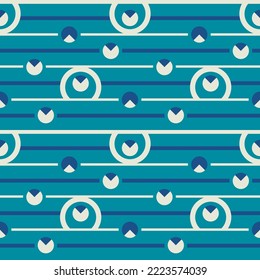 Patrón retro a la moda sin fisuras con círculos y rayas. Diseño para textiles, impresión de moda, decoración doméstica, papel pintado