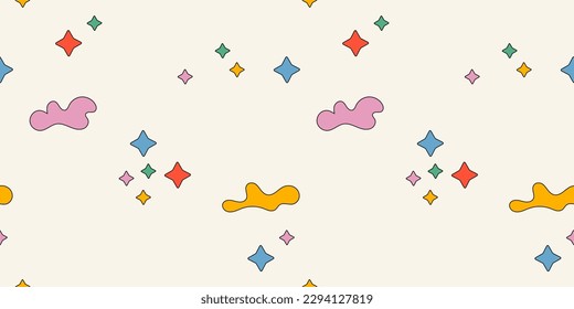 Trendy retro seamless pattern with stars. Abstract groovy vector illustration
