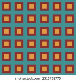 Trendy retro vector geometric seamless pattern with yellow and red squares on a blue background