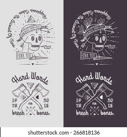 Trendy Retro Vintage Insignias - Badges vector set with the skull.
