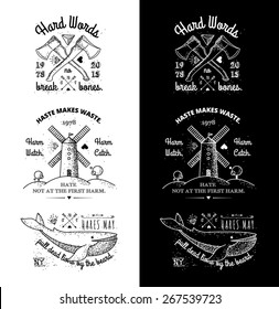 Trendy Retro Vintage Insignias - Badges vector set with the mill.