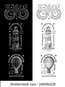 Trendy Retro Vintage Insignias - Badges vector set with the lighthouse.