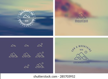 Trendy Retro Vintage Insignias with a blurred background