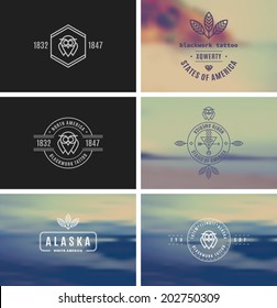 Trendy Retro Vintage Insignias Bundle. Vector shape. Fully editable in Illustrator. Only free font were used. 