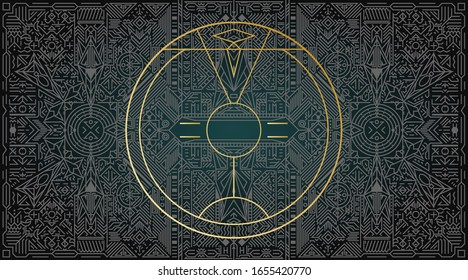 Trendy retro and vintage style background. Minimal geometric line luxury gradient design. Art deco vector illustration for cover card and poster. 