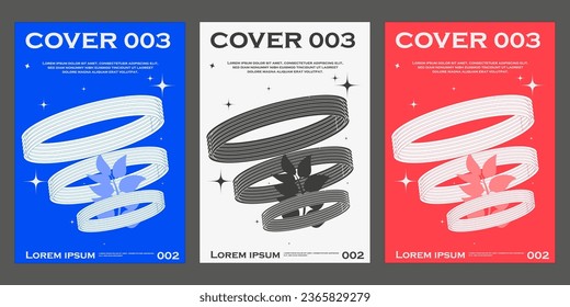 trendy retrofuturistic wireframe brutalism style 80s cover design template