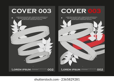  trendy retrofuturistic wireframe brutalism style cover design template