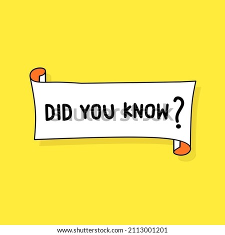 Trendy Ribbon Banner with Text Did You Know? Art design knowledge post for interesting post or article. Vector illustration.
